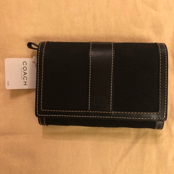 Coach Accessories - Coach signature black leather trim women’s wallet